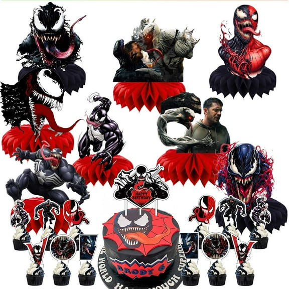 Venom Party Decor Supplies Honeycomb Centerpieces Table Toppers Cake Toppers Decorations for Birthday