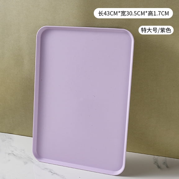 suxuMhao Serving Trays - 1 Pack Purple Wheat Straw Tray, 16.9×12×0.6IN Food Tray for Coffee Table, Durable Serving Platters & Kitchen Tray Perfect for Party Gatherings,XL Size