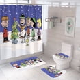 thumbnail image 1 of Juego de cortinas de ducha Snoopys Charlies, 4 unidades, con alfombra antideslizante, 1 of 3