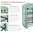 thumbnail image 4 of Sunnydaze 2' x 1.5' x 4' Outdoor Portable 3-Tier Mini Greenhouse, Green Cover, 4 of 12