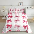 thumbnail image 2 of Feelyou Cartoon Bowknot Bow Queen Comforter Set for Child, Fashion Ribbon Pink Bedding Sets, Fairy Tale Princess Reversible Bedding Comforter Set, Microfiber Bedroom Decor, 3-Piece, 2 of 8