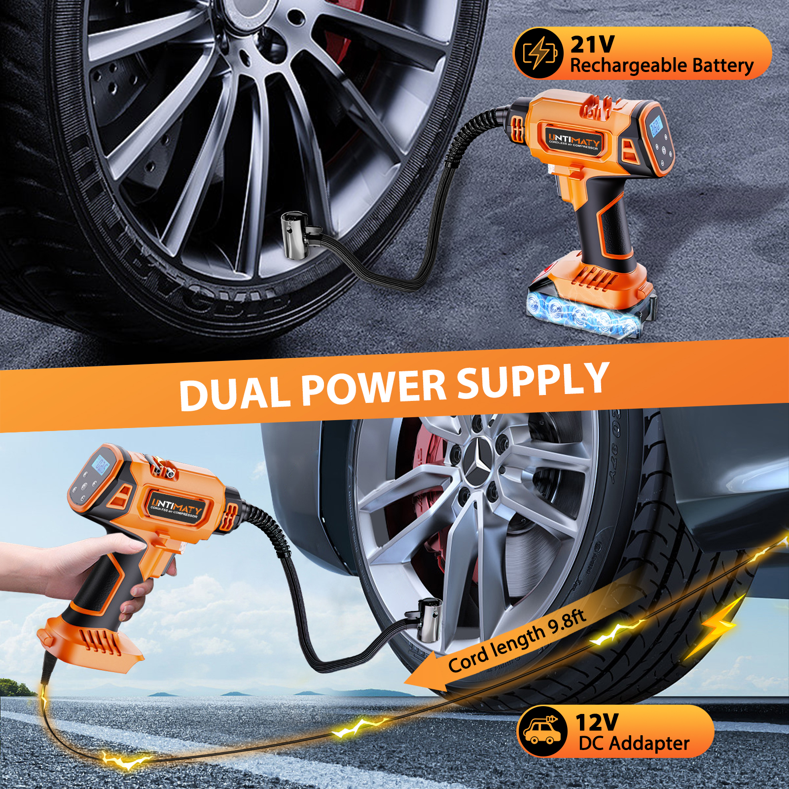 Untimaty Cordless Tire Inflator, 150PSI 21V photo 2