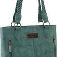 thumbnail image 6 of Wrangler Distressed Tote Bag for Women Western Purse Multi Pockets Handbags and Shoulder Bag, Braided-teal Blue, 6 of 7