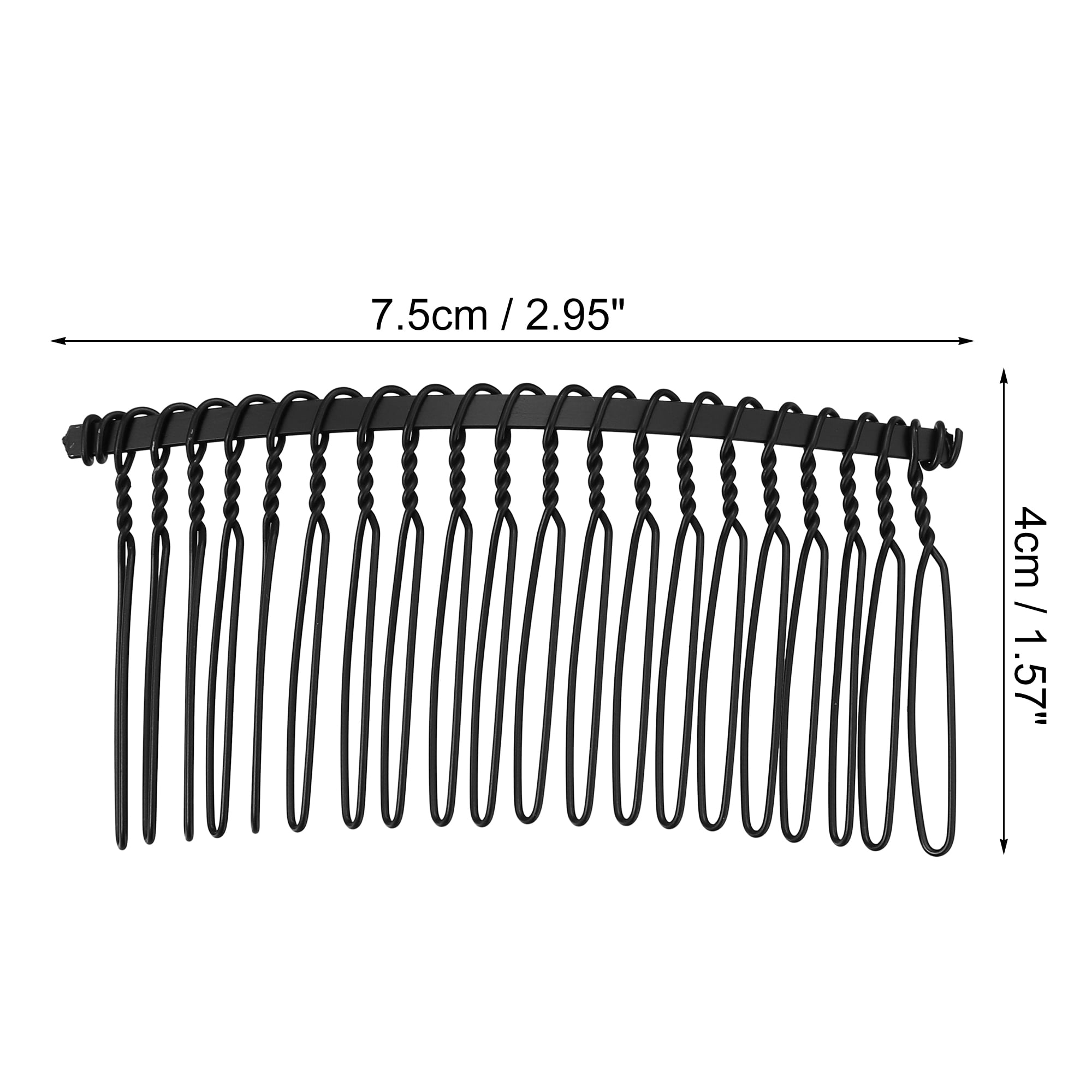 Unique Bargains Metal No Slip Hair Side Combs with Gold Tone Finish Black 2 Pcs