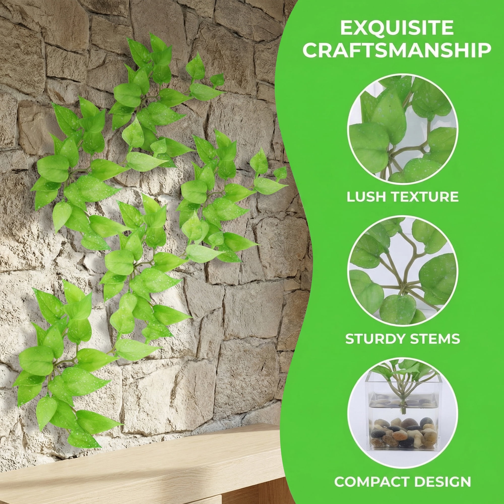 Unique Bargains 10Pcs Artificial Leaves Rubber Faux Greenery Stems 6.7" Light Green