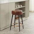 thumbnail image 3 of Duhome Elegant Lifestyle Counter Stools Set of 2, 24" Faux Leather Bar Stools Round Kitchen Stools Dining Stools, Brown, 3 of 7