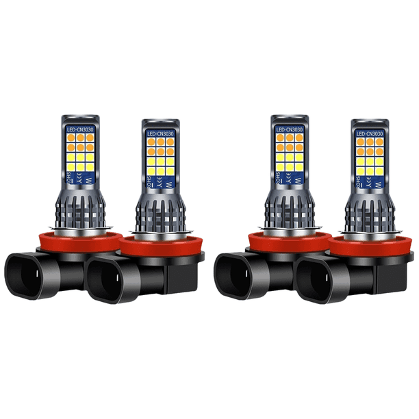 2 Uds Bombilla Antiniebla Coche Doble Color 24SMD H11 H8 Lámpara Automática Luces Circulación
