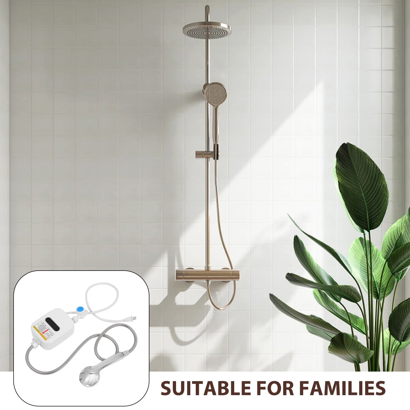 BESTONZON 1Pack White Instantaneous Tankless Water Heater Electric for Home with Digital Display