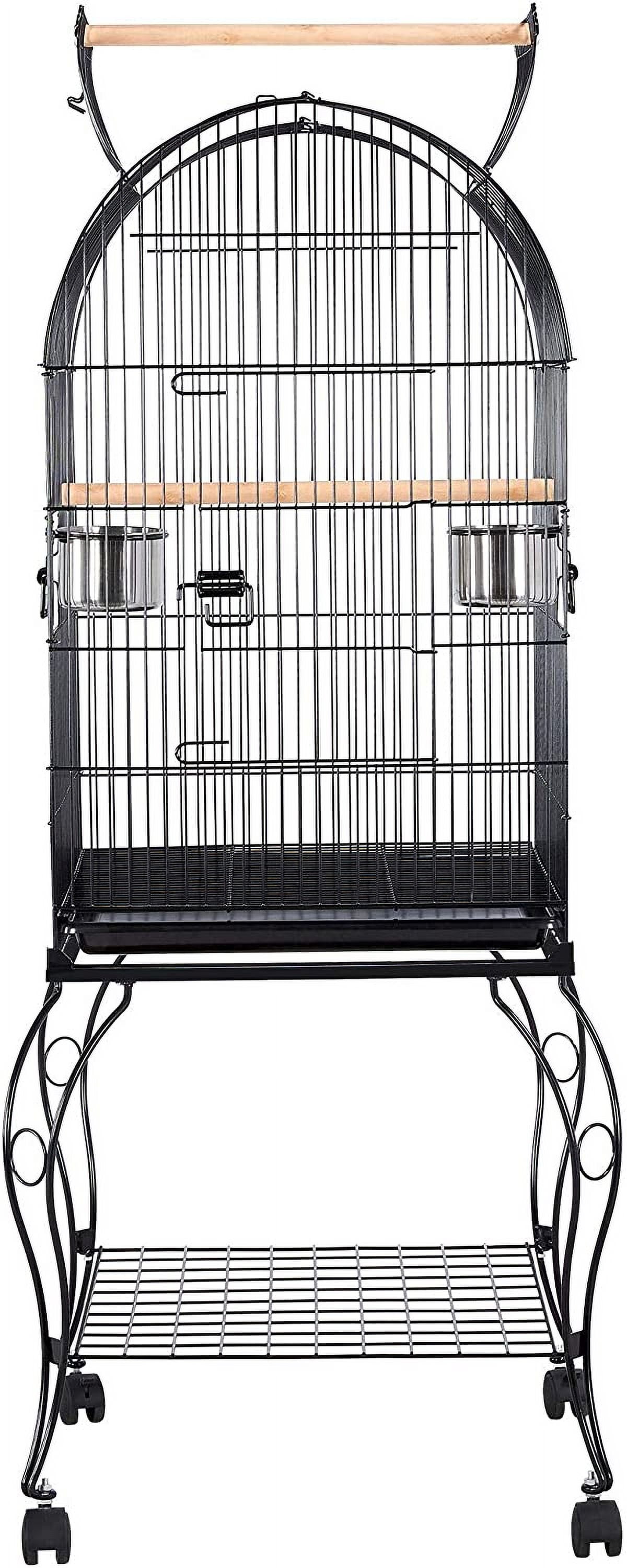 Neatifyes Medium Open Top Parrot Bird Cage for Cockatiels Conures Green Cheek Parakeets with Rolling Stand
