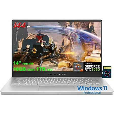 ASUS ROG Zephyrus G14 Gaming Laptop | 14" Full HD IPS 144Hz | AMD 8-Core Ryzen 7 5800HS (>i7-11370H) | 16GB DDR4 1TB SSD | GeForce RTX 3060 6GB Graphic | Backlit USB-C Win11Pro + 32GB MicroSD Card