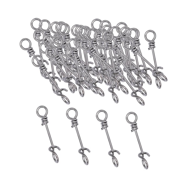 50 piezas de conector de señuelo de pesca Colamx Acero inoxidable compacto rápido 10mm
