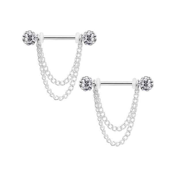 Body Candy 14G Nipplerings Piercing 5/8" 316L Steel 2Pc Clear Accent