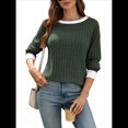 thumbnail image 2 of Camisas de Larga para Mujer, Blusas Tipo Túnica con Cuello Redondo, Suéteres Casuales, Ropa de Moda de Otoño Verde S, 2 of 10