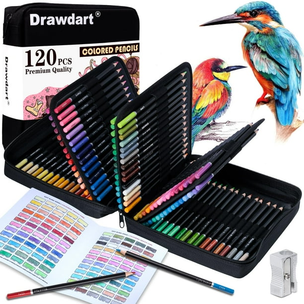 Lápices de colores Drawdart 120 con funda con cierre para adultos
