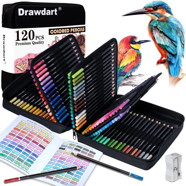 Lápices de colores Drawdart 120 con funda con cierre para adultos
