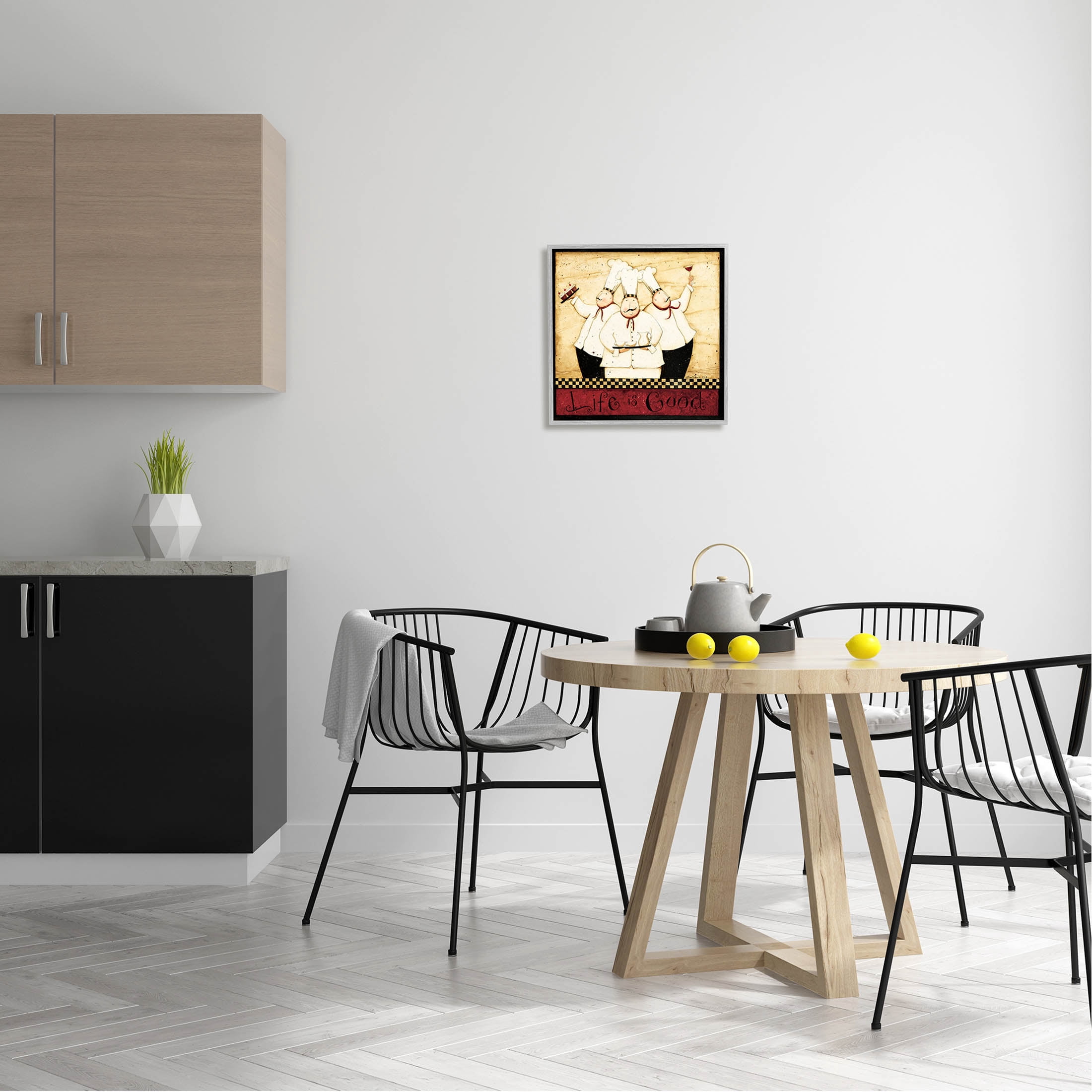 Life Is Good Vintage Chefs Food & Beverage Graphic Art Gray Framed Art Print Wall Art