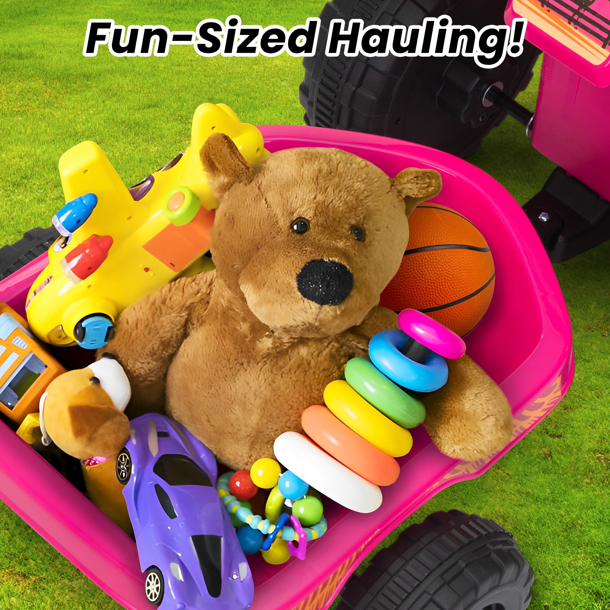 Jaxpety 6V Kids Ride On Toy for Toddler, Kids ATV 4 Wheeler for 1-3 Boys & Girls with Trailer, Music, Bluetooth