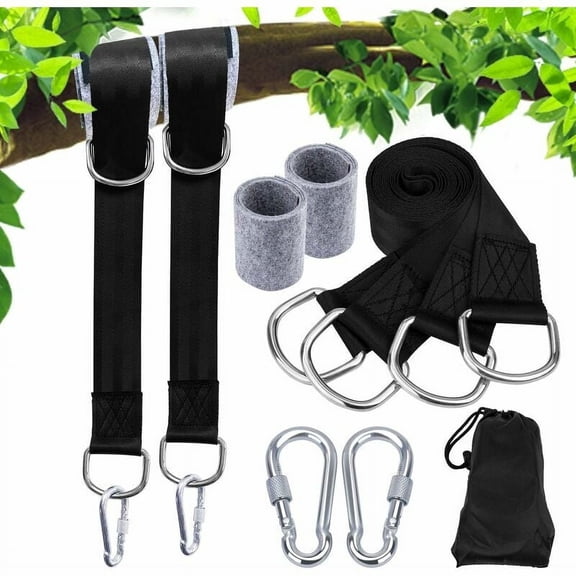 Indoor Outdoor Tree Swing Straps, High Grade Stainless Steel Safety Lock Carabiners for All Swing Types, Weather Resistant with Easy Maintenance and Installation