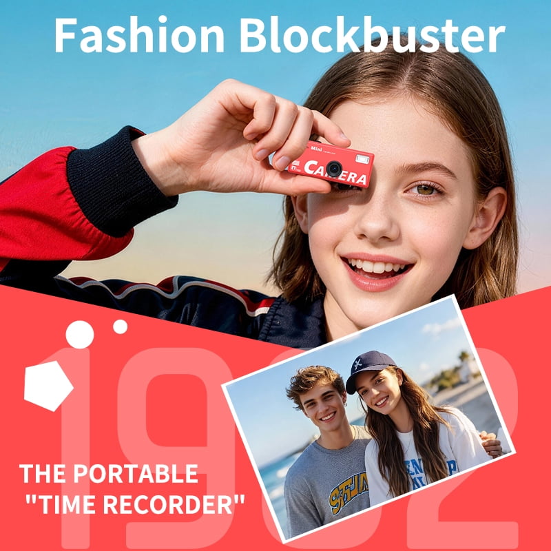 Instant Mini Digital Camera Keychain, 1080P HD Video Recorder with Flip Screen, Ultra Portable，9 Vibrant Colors for Students, Vloggers, Daily Use & Retro Style（White）