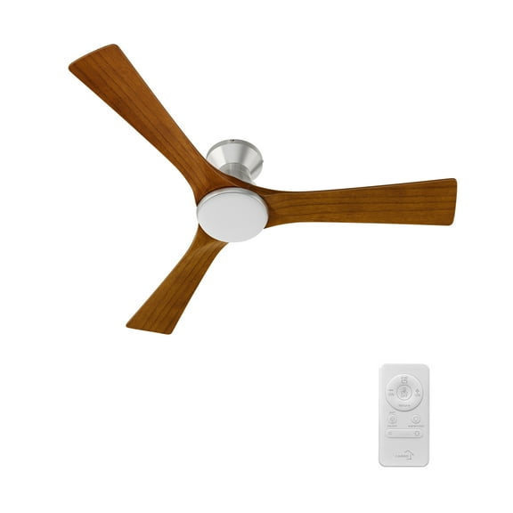 SMAAIR 52" Solid Wood Flush Mount Ceiling Fan with Remote and Dimmable Light Kit