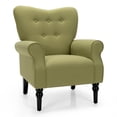 thumbnail image 1 of Gymax Modern Accent Chair w/ Tufted Backrest & Rubber Wood Legs Avocado Green, 1 of 7