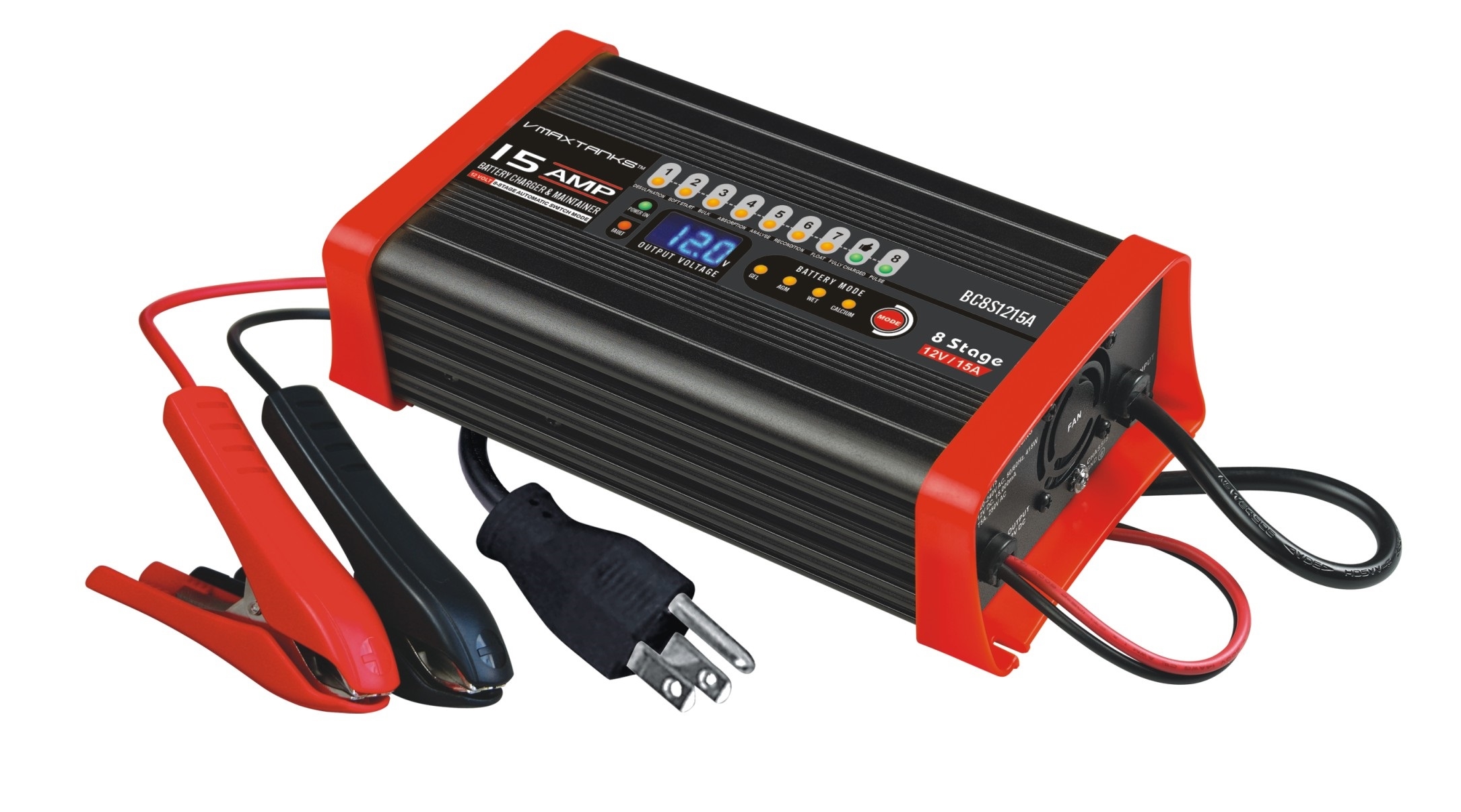 SMART CHARGER VMAXTANKS BC8S1215A 12V 15A 8Stage Compatible with Optima Yellow TOP COMP Battery Smart Charger/Maintainer - image 1 of 1