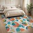 thumbnail image 3 of ODIKA 8'x10' Washable Area Rug Retro Playful Funky Asymmetrical Motif Designer Bathroom Abstract for Dining Room, Large Office, Lounge, Non-Slip Chair-Friendly Mat, 3 of 7