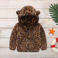 thumbnail image 1 of Chaqueta gruesa con capucha de invierno con orejas de oso de peluche con degradado y estampado de leopardo para bebés y niños pequeños, 1 of 5