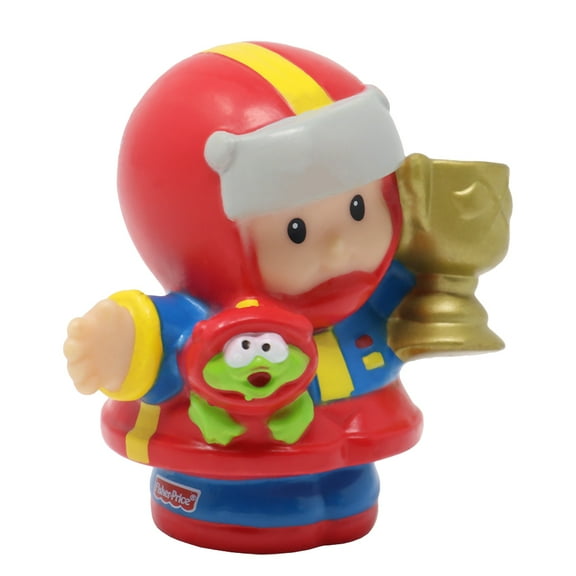 Replacement Part for Collectible Fisher-Price Little People Race Car Race Track Playset 74887 - Replacement Race Car Driver Eddie Figure with Frog and Trophy