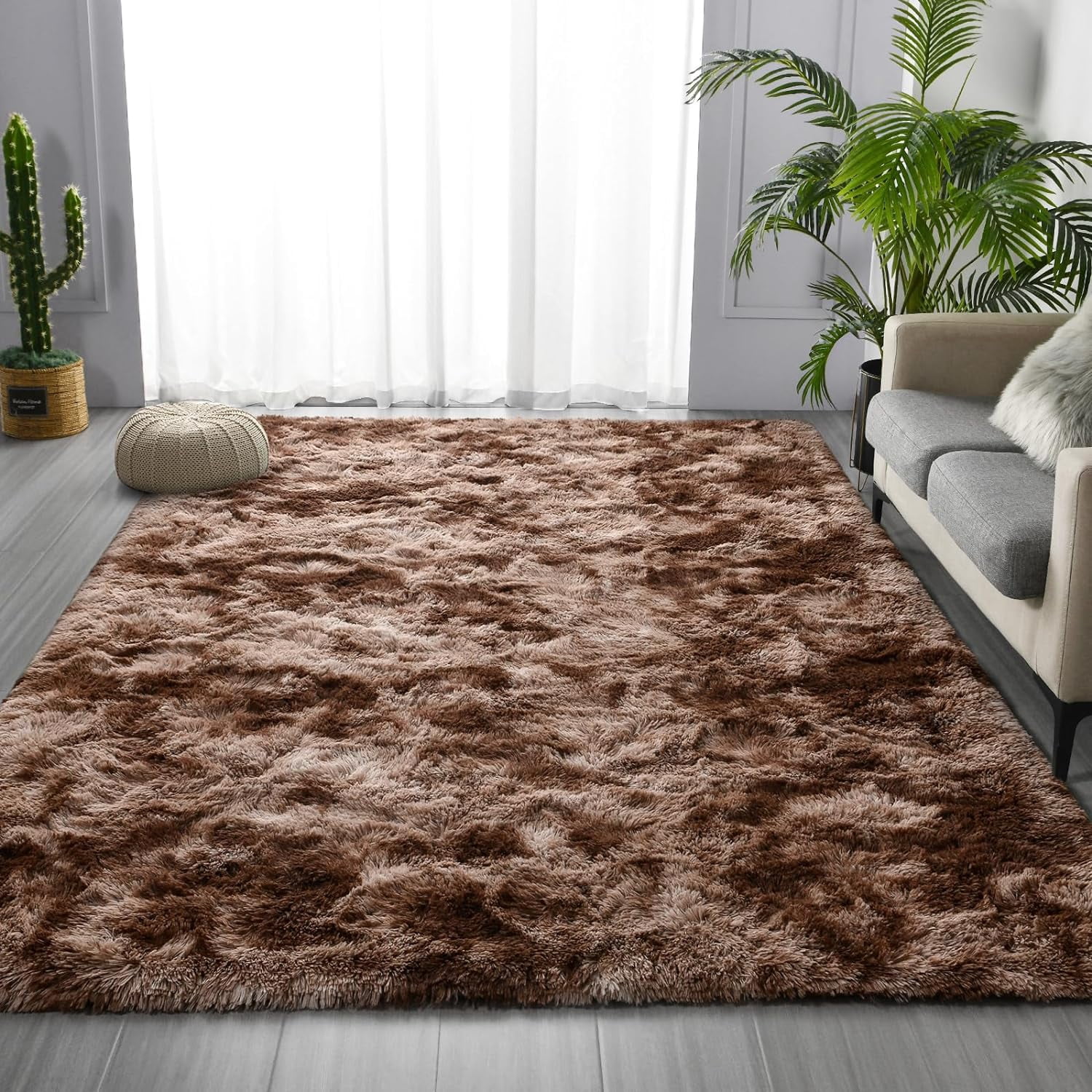 Noahas Fluffy Area Rug for Living Room Bedroom, 5 x 8 Tie-Dyed Coffee Rug Fuzzy Non-Slip Modern Carpet Ultra Soft Faux Fur Rugs for Dorm Kids Room Home Decor