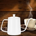 thumbnail image 3 of Tetera de acero inoxidable para café y té, color blanco, con cuello de cisne para estufa. 600 ml, 3 of 9