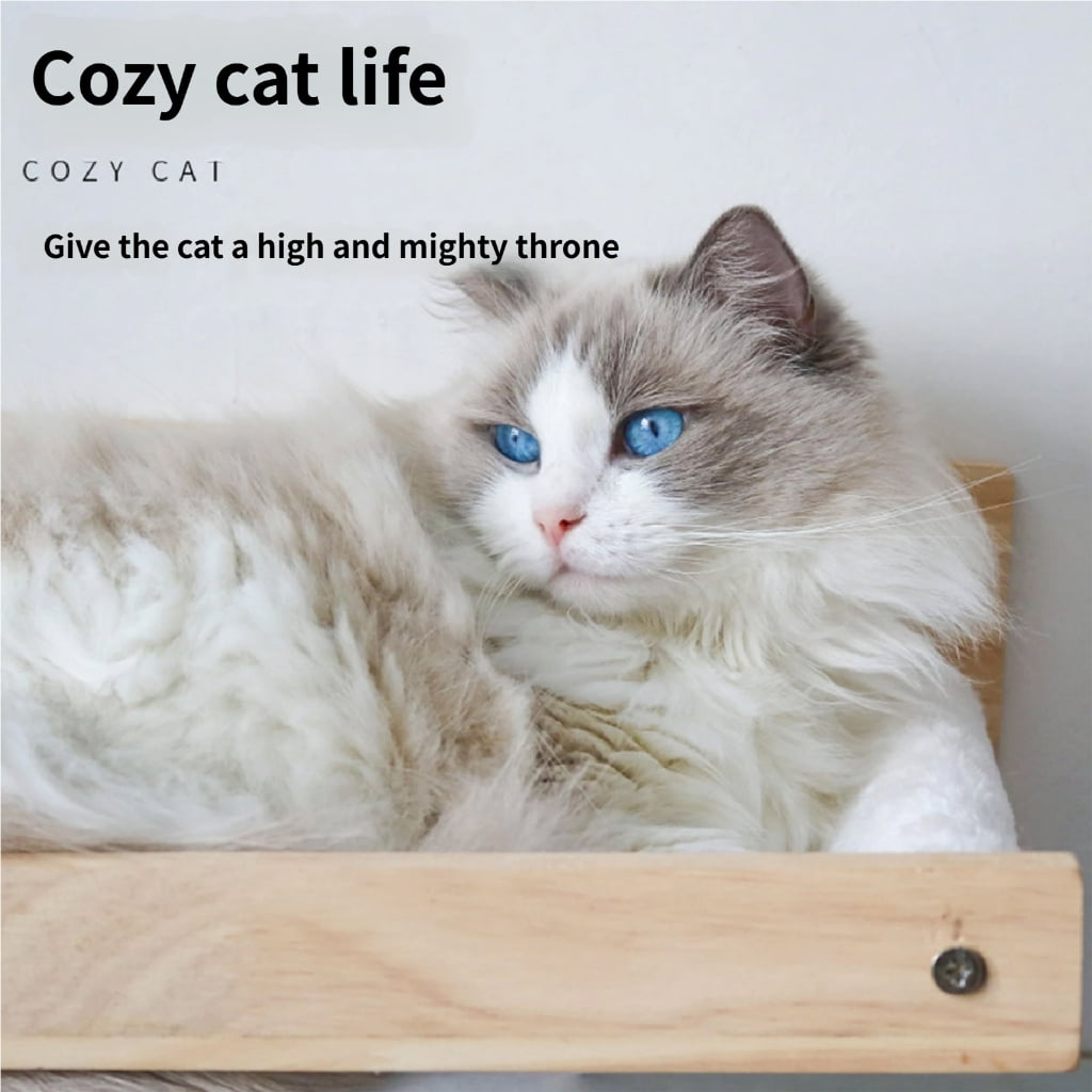 Wall Mount Cats Perches Wooden Bed Natural Materials for Pet Healths and Environmental Friendliness in Homes