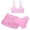 Pink, variant on BXSRUTA Girls Swimsuit 3 Piece Set Medium to Large Sized Teen Girls Floral Print Bikini Top with Skirt Tankini Set