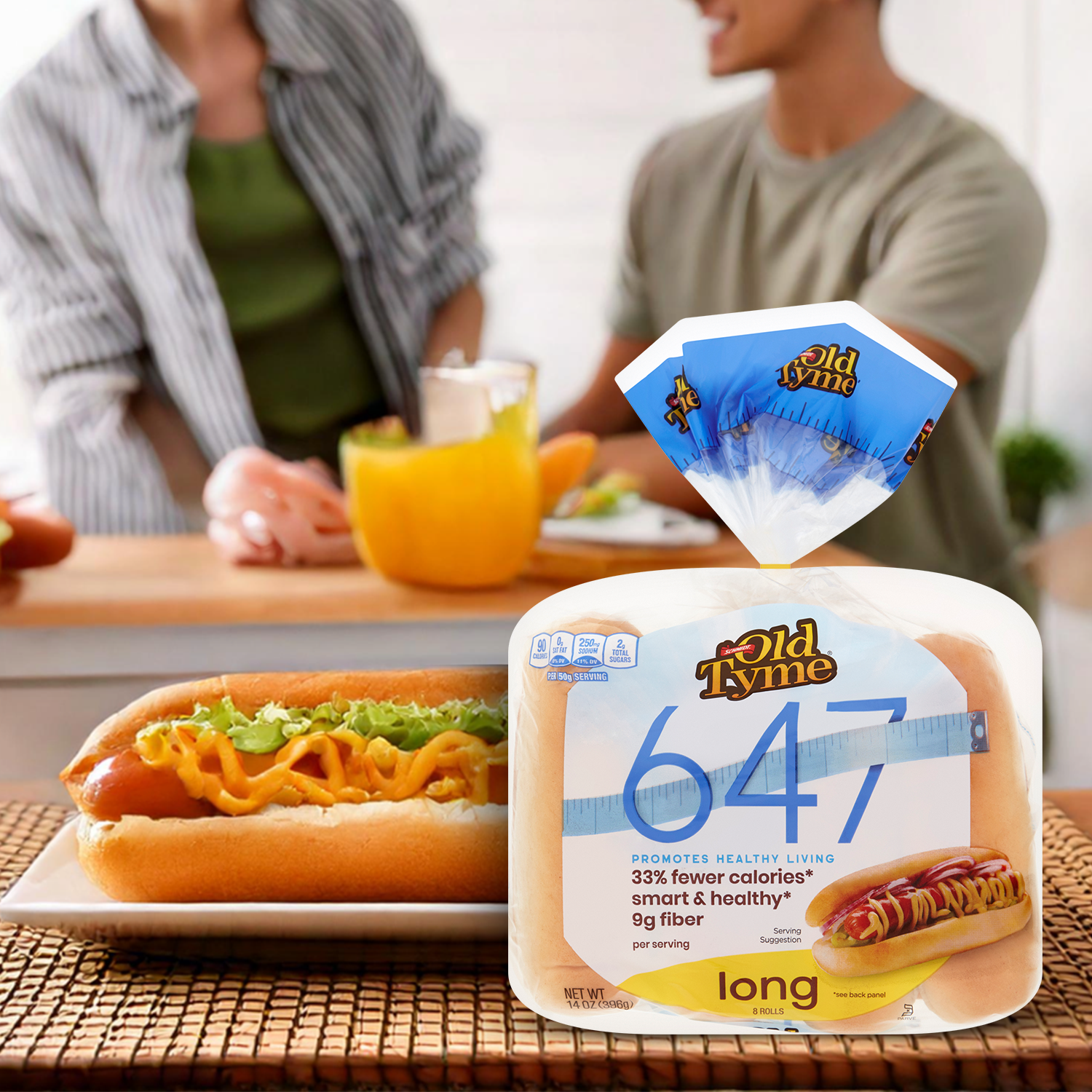 Schmidt Old Tyme 647 Long Rolls - Soft White Bread Rolls, 33% Fewer Calories, 9g Fiber, Smart & Healthy