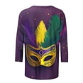thumbnail image 4 of Penkiiy Carnival Blouse Women's Mardi Gras Fashion Printing Casual Round-Neck 3/4 Sleeve T-shirt Blouse 3XL Multicolor, 4 of 5
