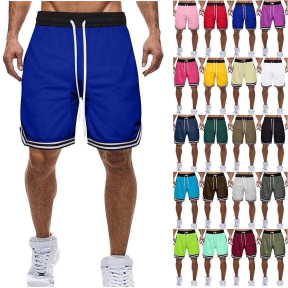 DYTTDG Men's Mesh Basketball Shorts, Breathable Drawstring Athletic Shorts, Summer Solid Color Workout Gym Shorts