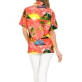 thumbnail image 5 of HAPPY BAY Hawaiian Shirts Womens Summer Beach Party Blouses Shirt TShirts Short Sleeve Button up Dress Shirts Blouses for Women S Island View, Red, 5 of 5