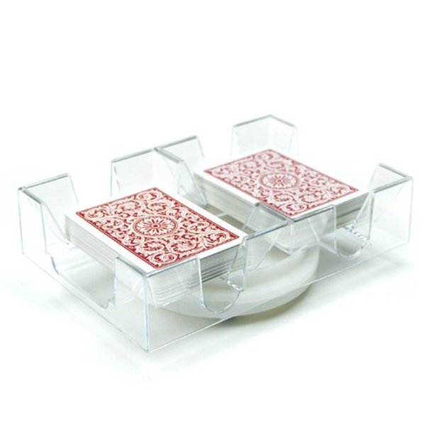 2 Deck RotatingRevolving Playing Card Tray Transparent Plastic Dual