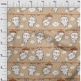 thumbnail image 3 of oneOone Velvet Light Brown Fabric Asian Kawaii Rabbit Craft Projects Decor Fabric Printed By The Yard 58 Inch Wide, 3 of 4