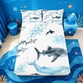thumbnail image 5 of meiyoeat Sea Creature Whale Queen Sheets For Kids,Cartoon Ocean Animals Queen Sheet Sets For Boys,4 Pieces, 5 of 6