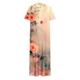 thumbnail image 4 of Ovzne Robes pour Femmes Robe de Plage Robe Unie Ample Décontractée Mode Manches Longues Robe à Col Manches Longues Grande Taille Robe Maxi Manches Longues Imprimée Liquidation, 4 of 7
