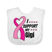 Inktastic Breast Cancer Awareness I Support My Gigi with Pink Ribbon Boys or Girls Baby Bib