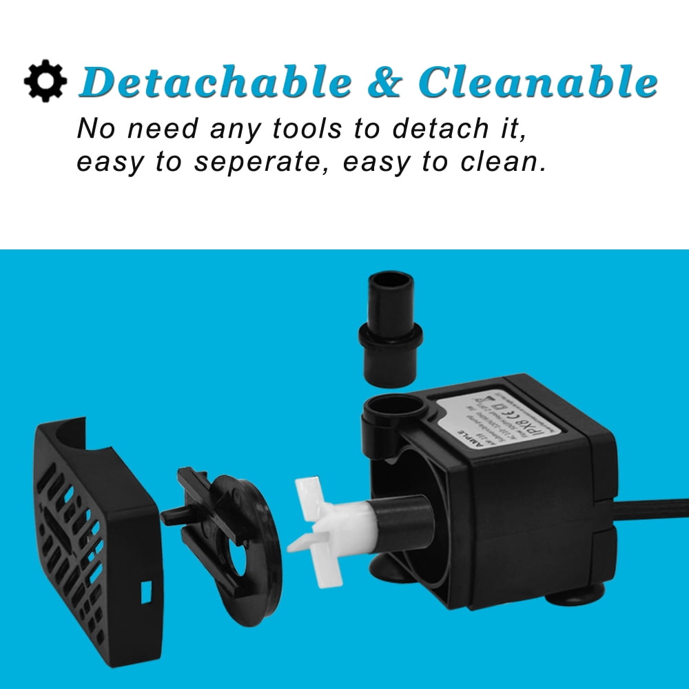 DOMICA 3W 50GPH Mini Submersible Water Pump for Pond, Aquariums, Fish Tank, Fountain, Pet,Hydroponics 110v 60hz