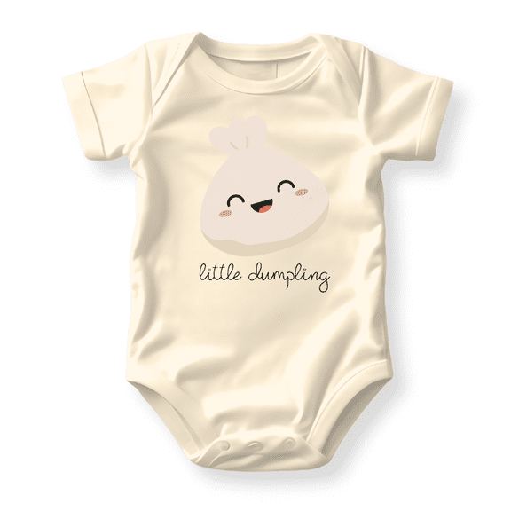 Little Dumpling Baby Bodysuit, Newborn Outfit, Baby Clothes, Gift for Children 0-3m Natural