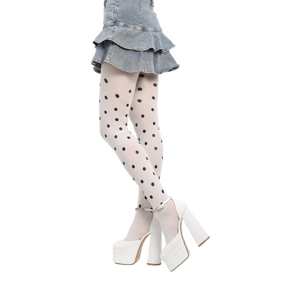 Harajuku Vintage Dot Patterned Pantyhose Women Sexy Thin Silky Footed Tights Bottoming Opaque Stockings Hosiery