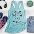 thumbnail image 2 of Chasing Toddlers Is My Cardio Tank Top, Ladies Racerback Tank, New Mom Mama Workout Yoga Toddler Mom Tank, Cancun, X-Small, 2 of 3