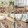 thumbnail image 5 of Bohemian Floral Rectangle Rug 3'x5' Abstract Moroccan Ethic Tribal Colored Floral Washable Area Rugs for Living Room Bedroom Entryway Non Slip&nbsp; Entrance Door Mat Indoor Floor Carpet, 5 of 9
