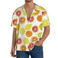 thumbnail image 3 of Xecao offers the Lemon Orange for Men's Casual Short-sleeved Shirt, a button-up collared shirt with a pocket, perfect for beach vacations and yacht travel in the Large size., 3 of 7