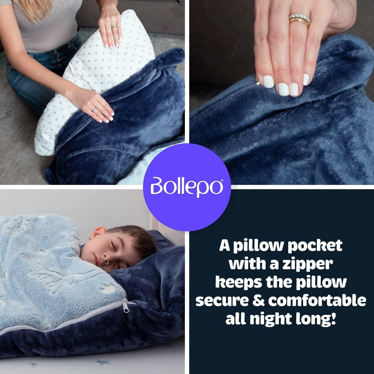Sleeping Bag for Boys with Glowing Dinosaurs, Super Soft Sleep Bag for Boys (66'' x 33")