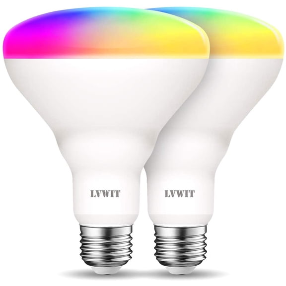 YANTON Wi-Fi Smart Light Bulb Alexa, BR30 Smart YANTON, Work with Google Assistant, Smart Life App, Tuya App, 60W Equivalent, RGB Color Changing Light Bulbs (8.5W), No Hub Required, 2-Pack